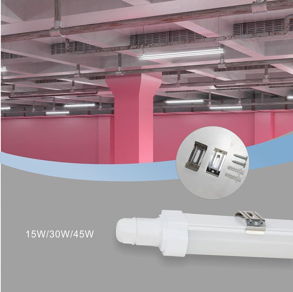 Listwa świetlna LED 1,2 m, 1 szt., wodoodporna, zintegrowana lampa rurowa, 30 W, 1,2 m, 3420 lm, IP65 6500 K, zimna biel, z wbudowanym złączem śrubowym
