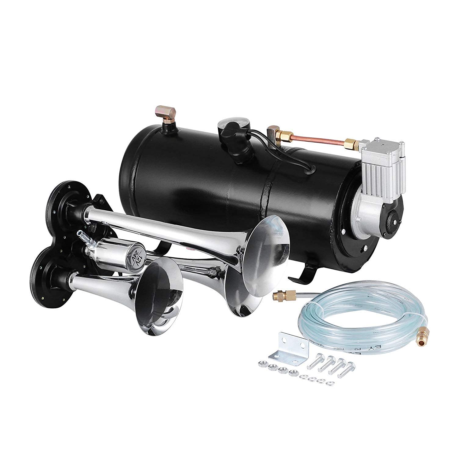 Buy 4 Trumpet Train Air Horn Kit 12V Air Compressor 150PSI Air Horn Kit