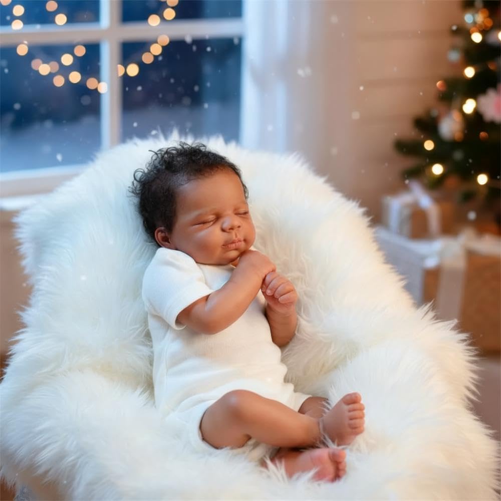Zero Pam Life Like Reborn Baby Dolls Black 18 Inch,Realistic African American Reborn Dolls That Look Real Newborn Boy, Real Life Baby Doll Silicone Full Body Black Reborns for Girls