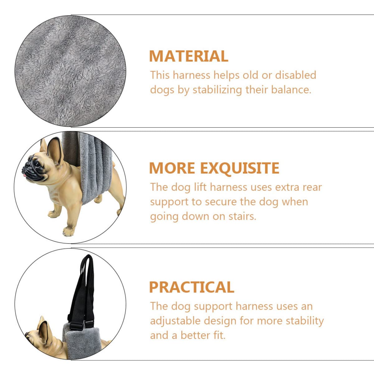 BESPORTBLE Dog Harness Hip Brace Portable Sling Dog Surgery Support Comfortable Fit