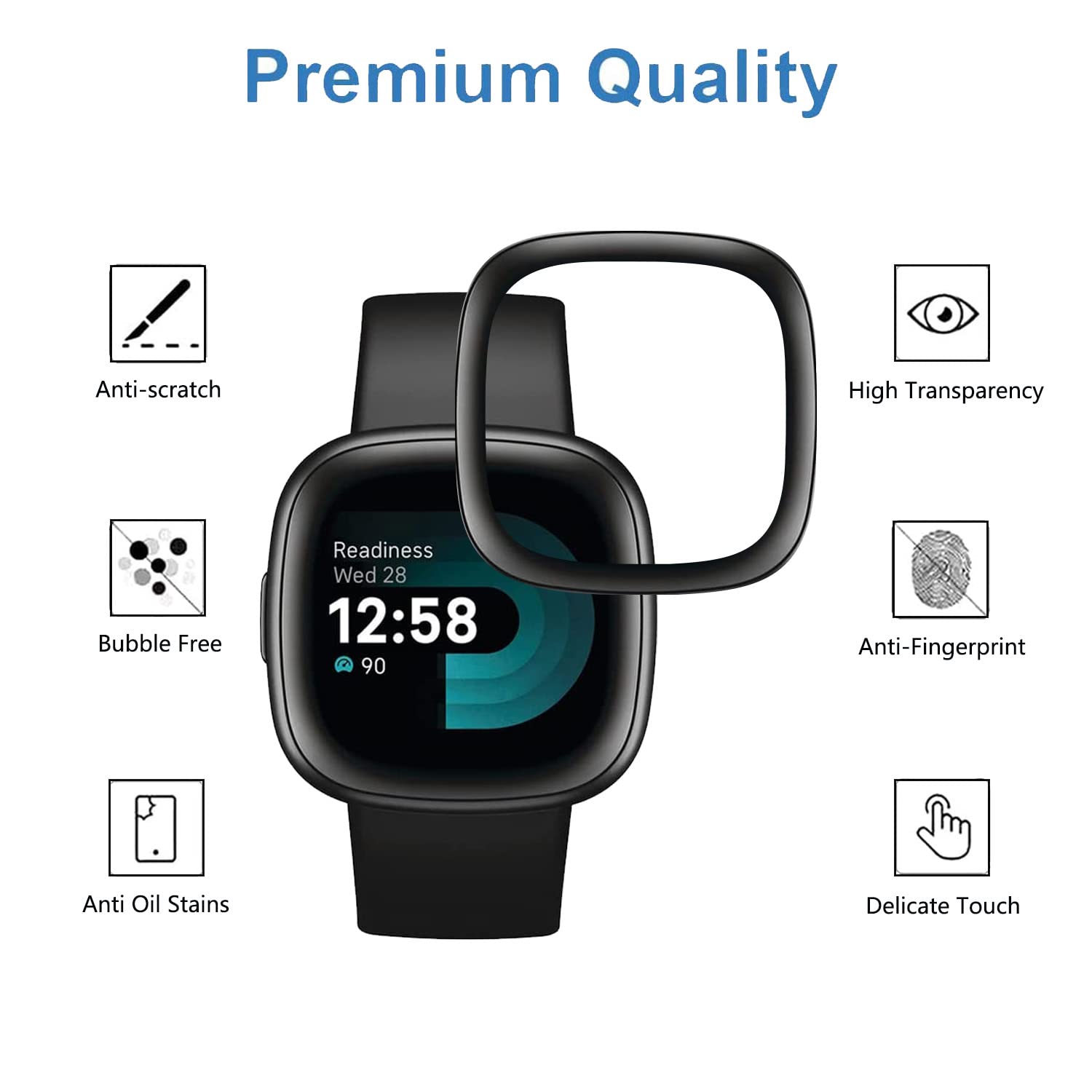 Pellicola Protettiva TPU Per Fitbit Versa 4 - Cover Completa Trasparente Con Protezione Impermeabile