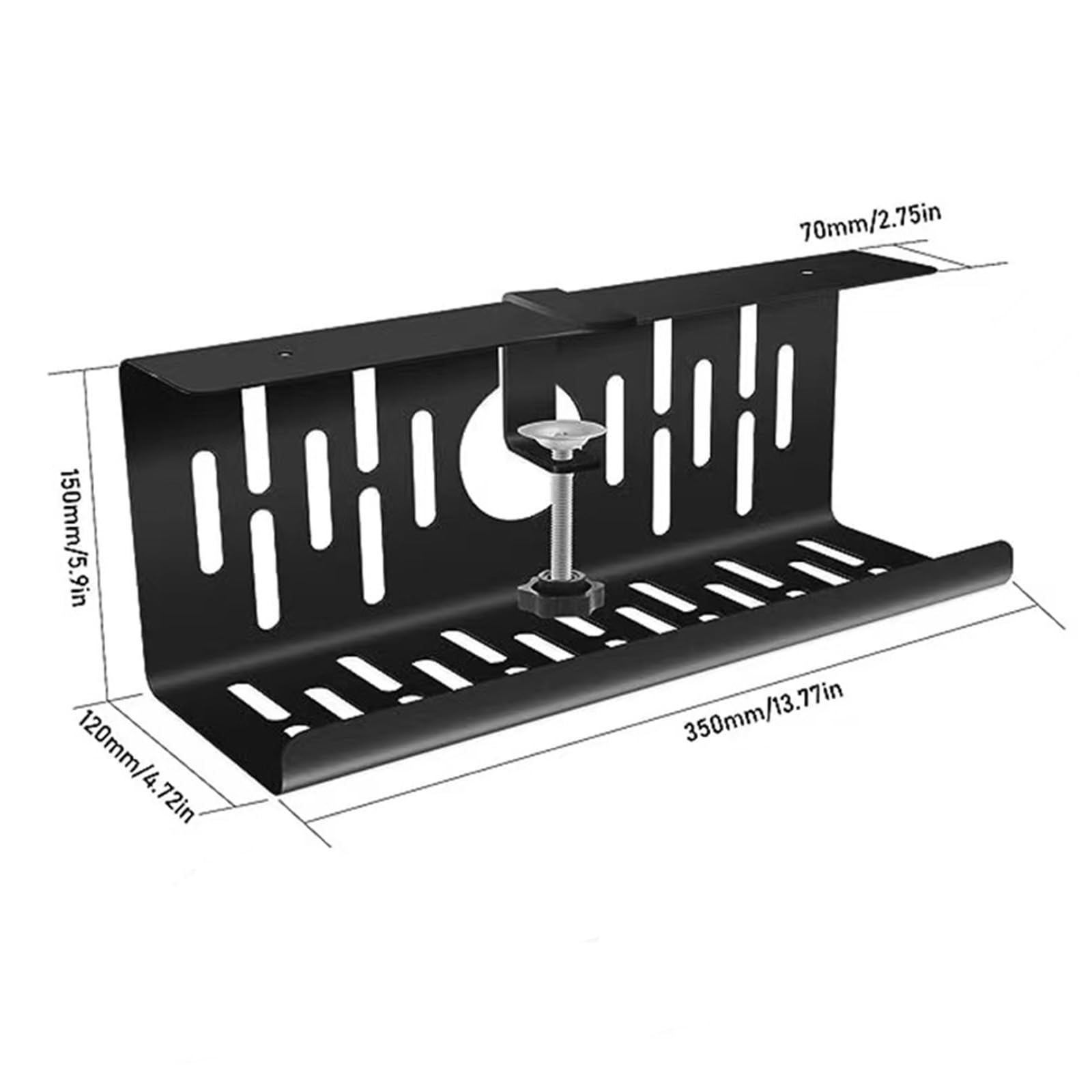 Bandeja de gestión de cables debajo del escritorio, organizador de escritorio con canal en U para gestión de cables, organizador de cables ocultador de cables para oficina y hogar (negro, juego de 2)