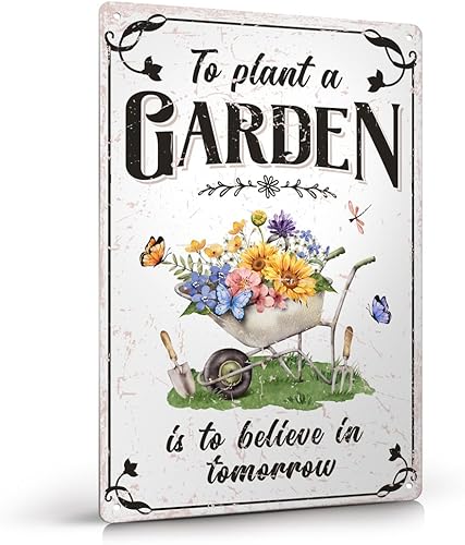 Miniatura 18 de Letreros metálicos para decoración de jardín: planta un jardín, comparte la recompensa, escucha a los pájaros, Water Your Soul para los amantes de