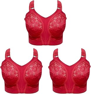 لاسو حمالة صدر باسك فائقة الدعم بقالب D للنساء، لون احمر، مقاس 38 EU (عبوة من 3 قطع)