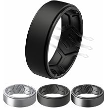 Egnaro Mens Breathable Silicone Rings 4 Airflow Channels rubber wedding band - Sweat-Free Comfort - Multipack 1/4/7 for Gym & Outdoor