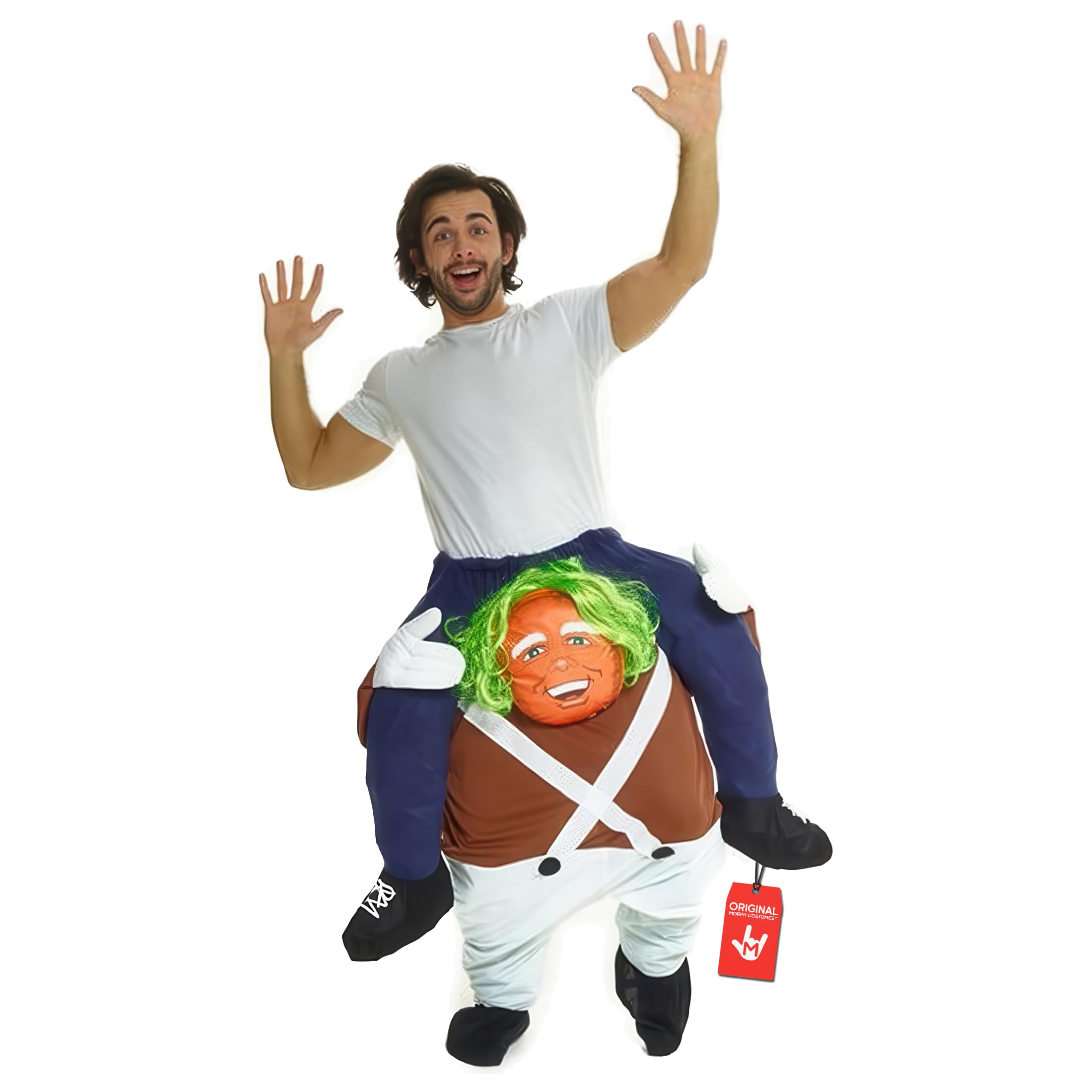 Morph Unisex Piggy Back Chocolate Factory Worker Fancy Dress Piggyback Costume - With Stuff Your Own Legs - One Size - Chocolate Worker