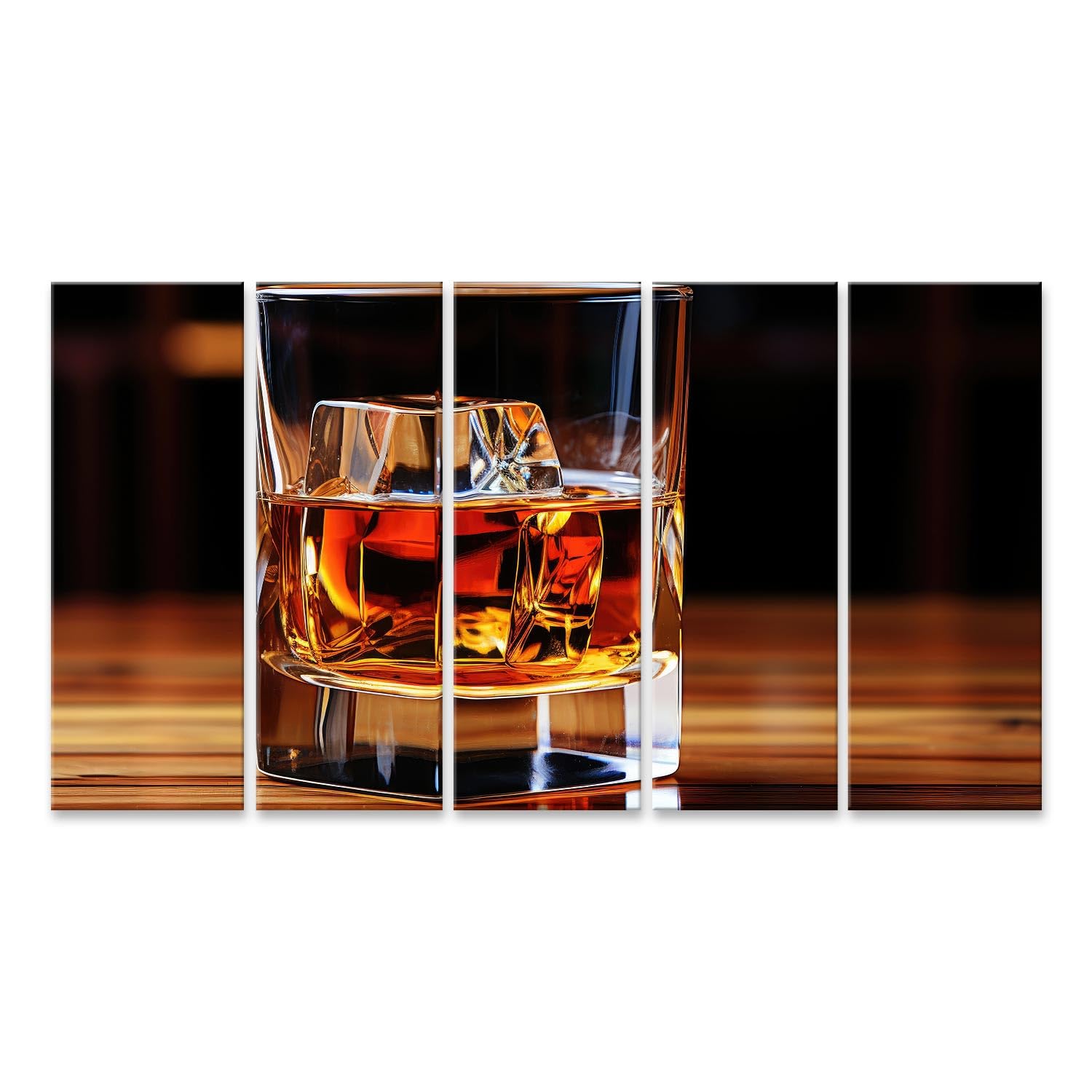 Photos murales de whisky sur table en bois pour ambiance bar vintage