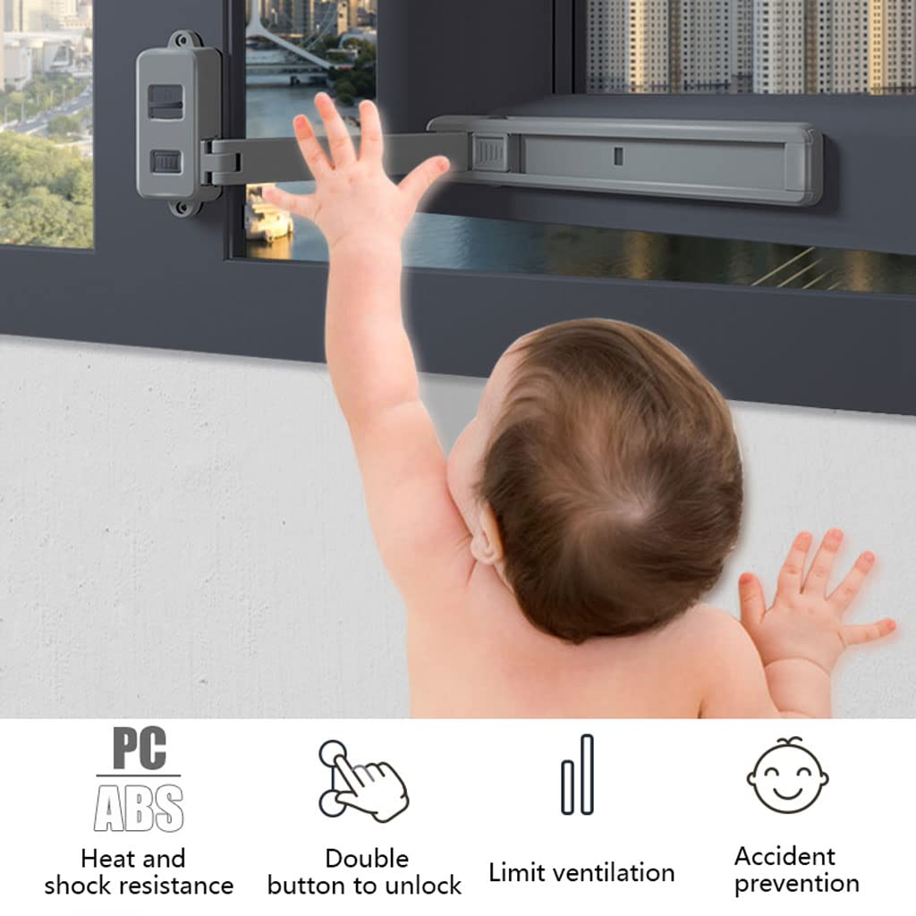 Cerraduras de Seguridad para niños con restrictor de Ventana,Cerraduras de Seguridad para Ventana Autoadhesivas,Restrictor de Ventana a Prueba de niños,Cerraduras de restrictor de