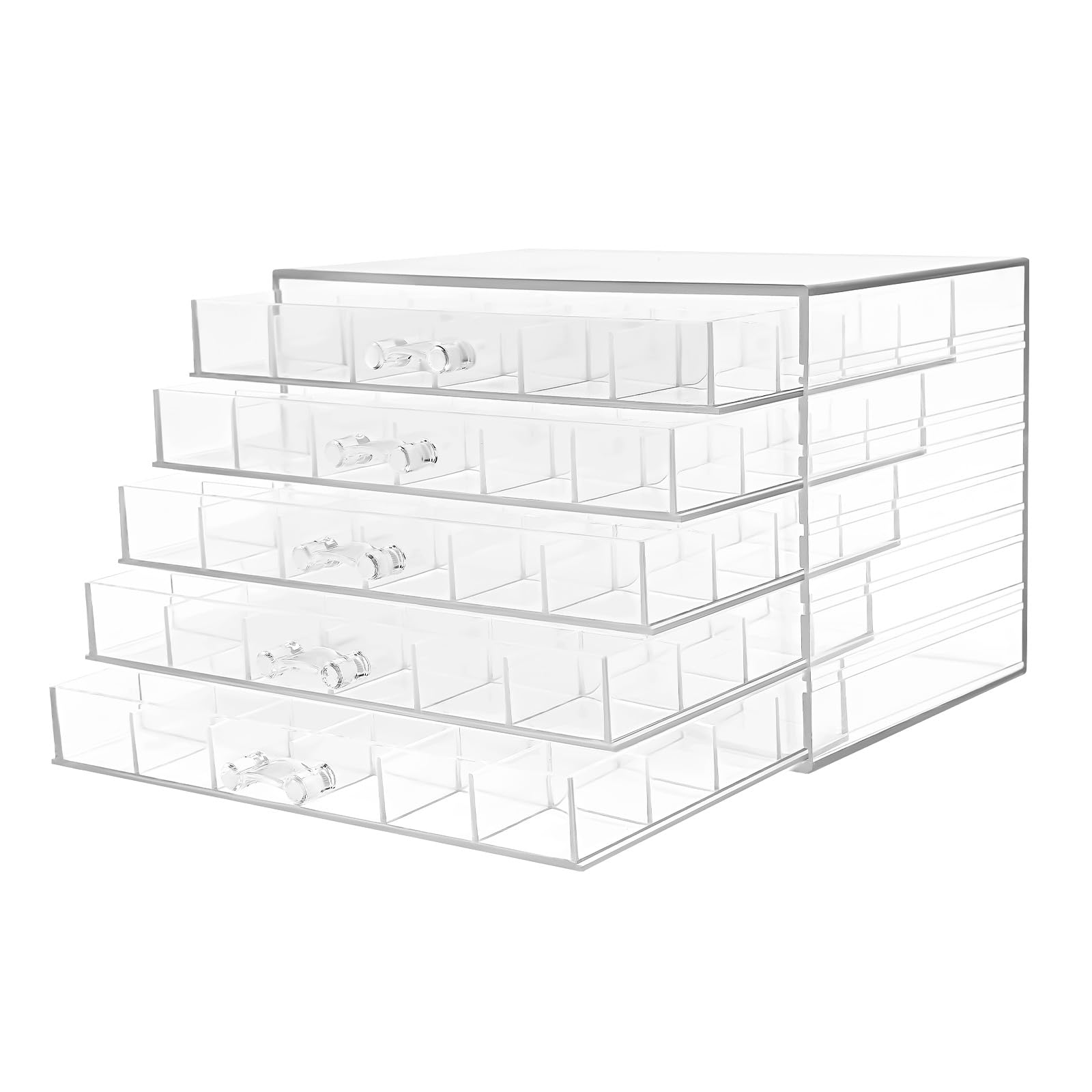 Scatola con 5 cassetti, scatole trasparenti con 120 griglie, per piccoli oggetti, per gioielli, perline, orecchini, con scomparti, in plastica Lego