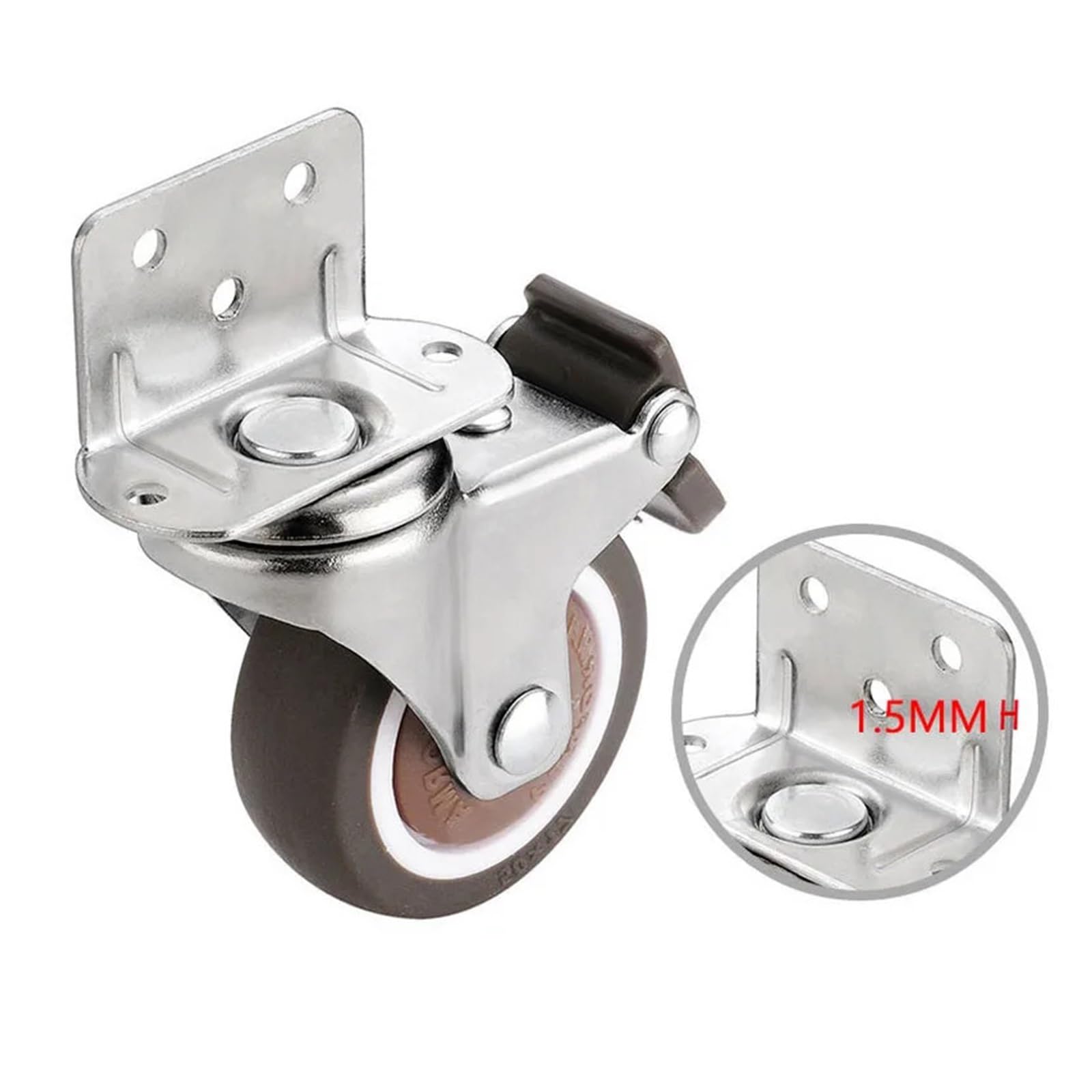 Ruedas giratorias silenciosas de 20 kg para Muebles, sillas y armarios. Goma Blanda de 3,8 cm (1,5 Pulgadas). Sin Freno. Rodamiento Suave y Duradero. Unidad Individual.