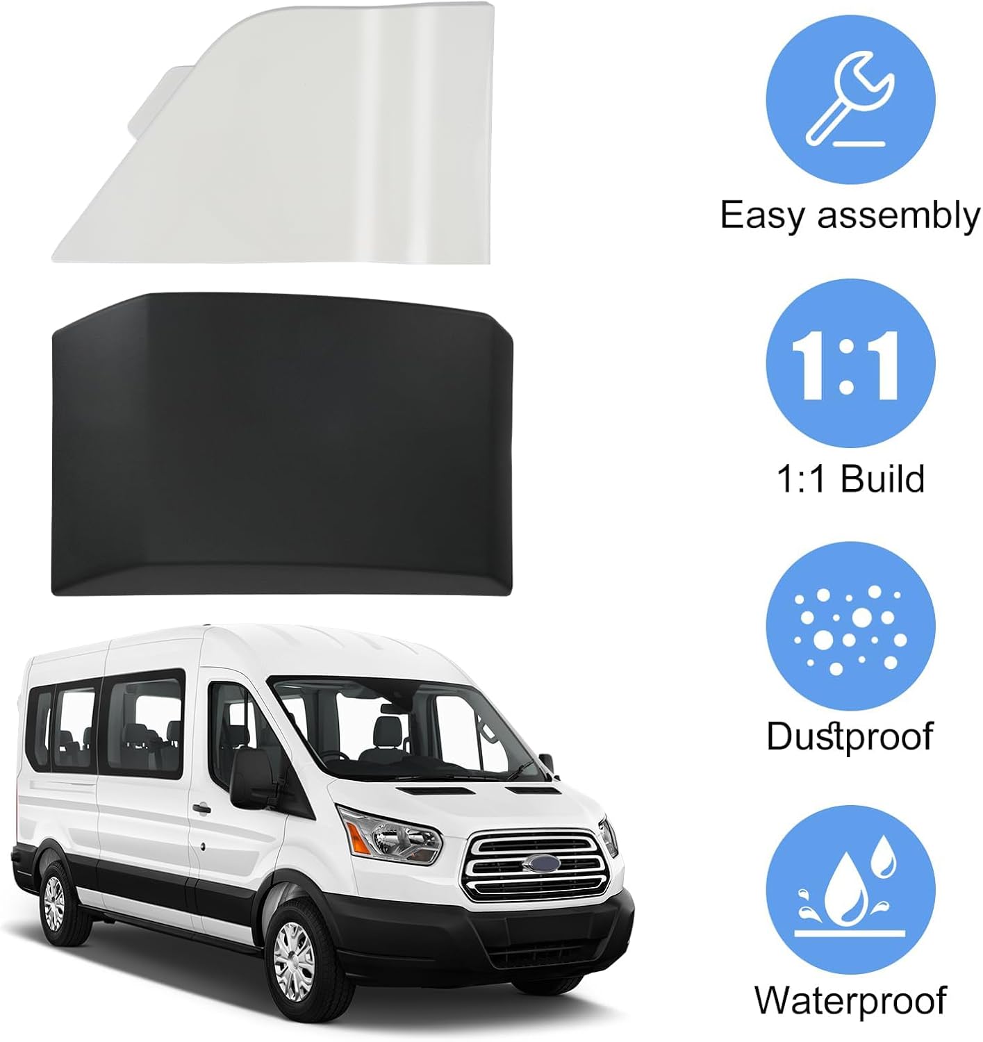 White Fuel Tank Filler Door Hatch Cover with Pillar Moulding Trim CK4Z-61405A26-B BK3Z-6129077-AA For Ford Transit 150 250 350 15-19 Gas Cap Exterior Pillar Cladding