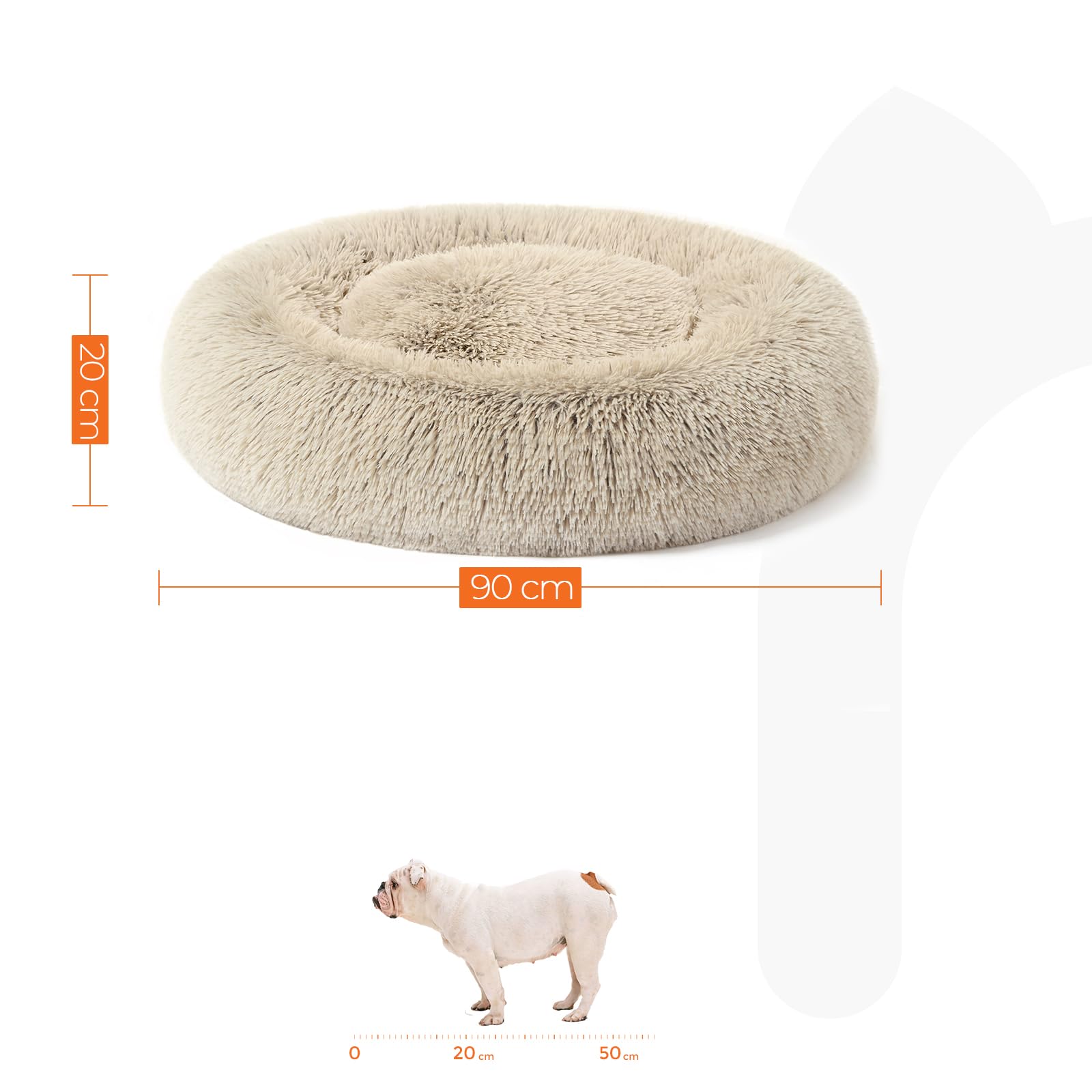 Feandrea - Cesta para Perro, Cama Redonda con Forma de donuz, sofá, cojín Central extraíble y Lavable, Tejido de Felpa Suave, diámetro de 90 cm, Color Caqui sombreado PGW041S01