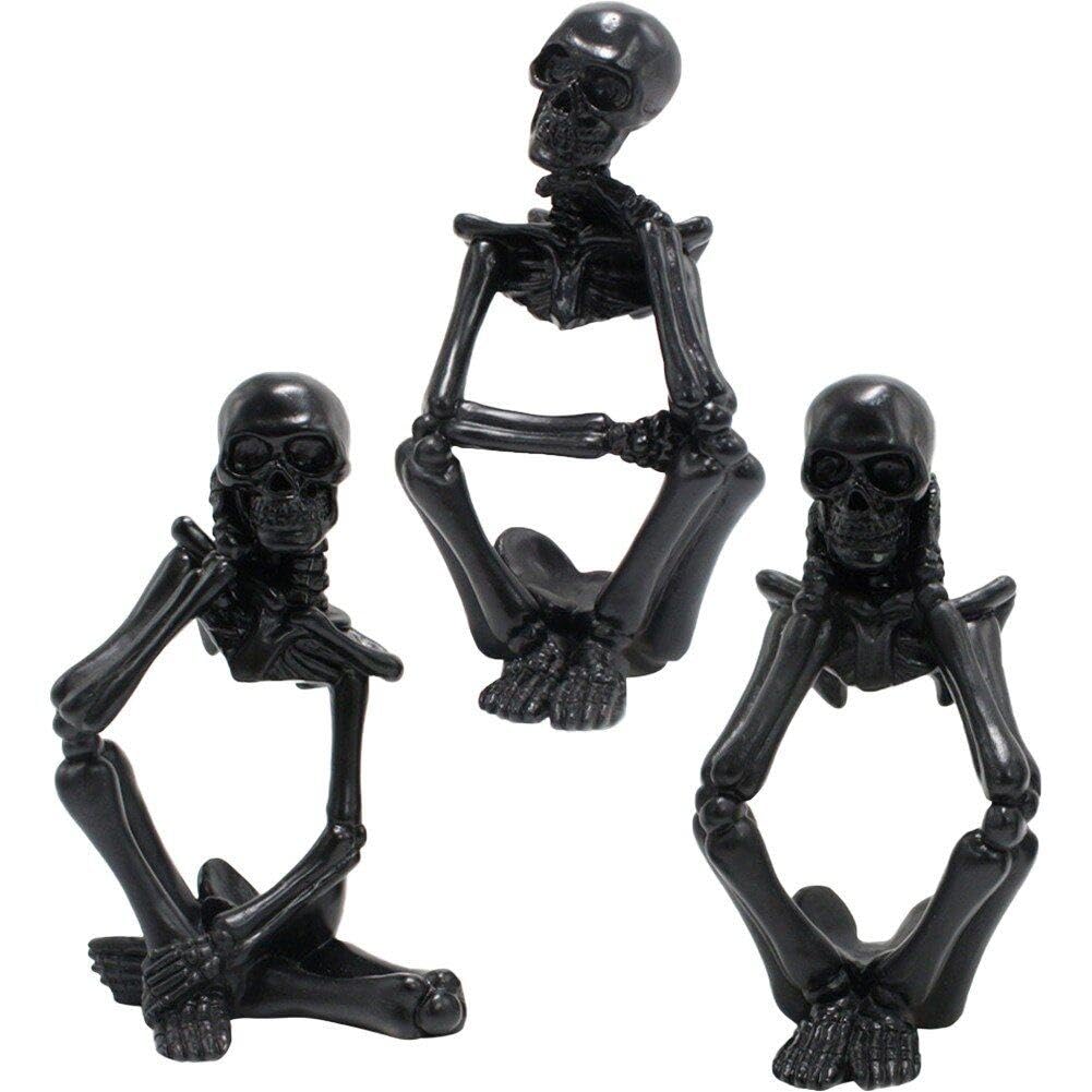 Figurines de squelette d'Halloween en résine, ornements de penseur pour table