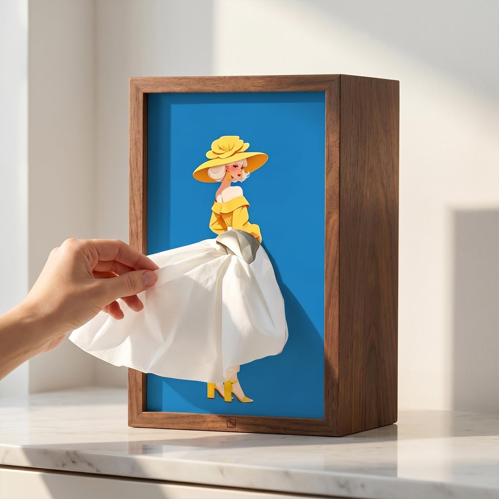 Ballet Girl Art Tissue Holder Wooden Desktop Napkin Box Lady Dress Home