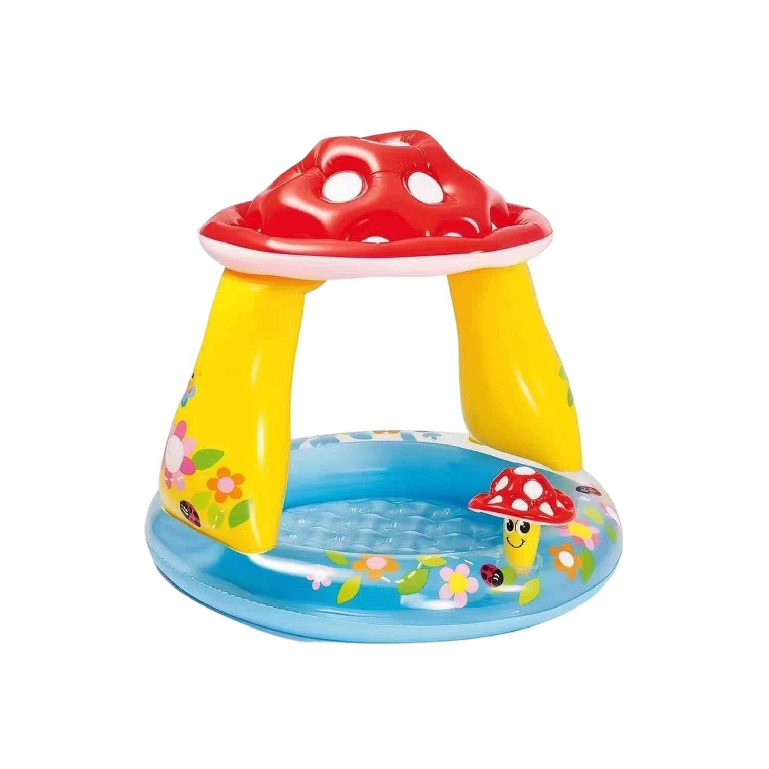 Soft Inflatable Pool with Sunshade Outdoor Kiddie Pool with Canopy Cushioned Lightweight for Toddlers, Kids, Backyard, Garden, Patio, 57114 Mushroom|Inflatable & Kid Pools|Home & Garden-image-0