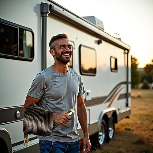 Miniatura 9 de Manguera de jardín ligera y flexible de 30 pies, asas antideslizantes, manguera no torcedura, accesorio de latón macizo para barcos, manguera de