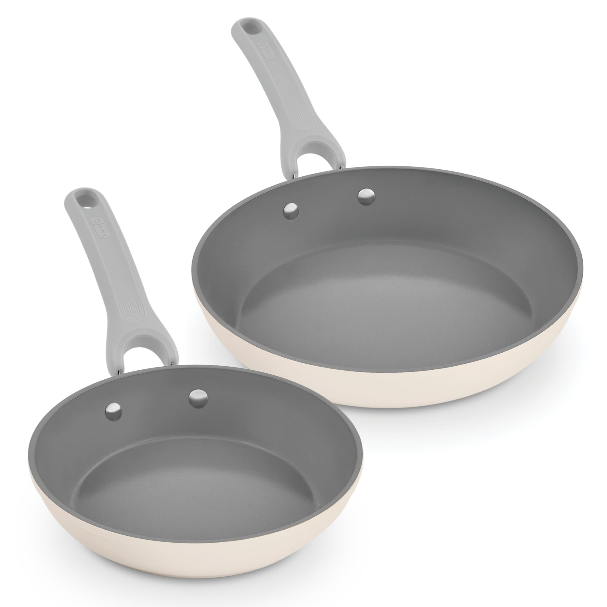 Dash Dream Green - Juego de 2 sartenes de aluminio reciclado de cerámica de 9.5 y 11 pulgadas, color crema