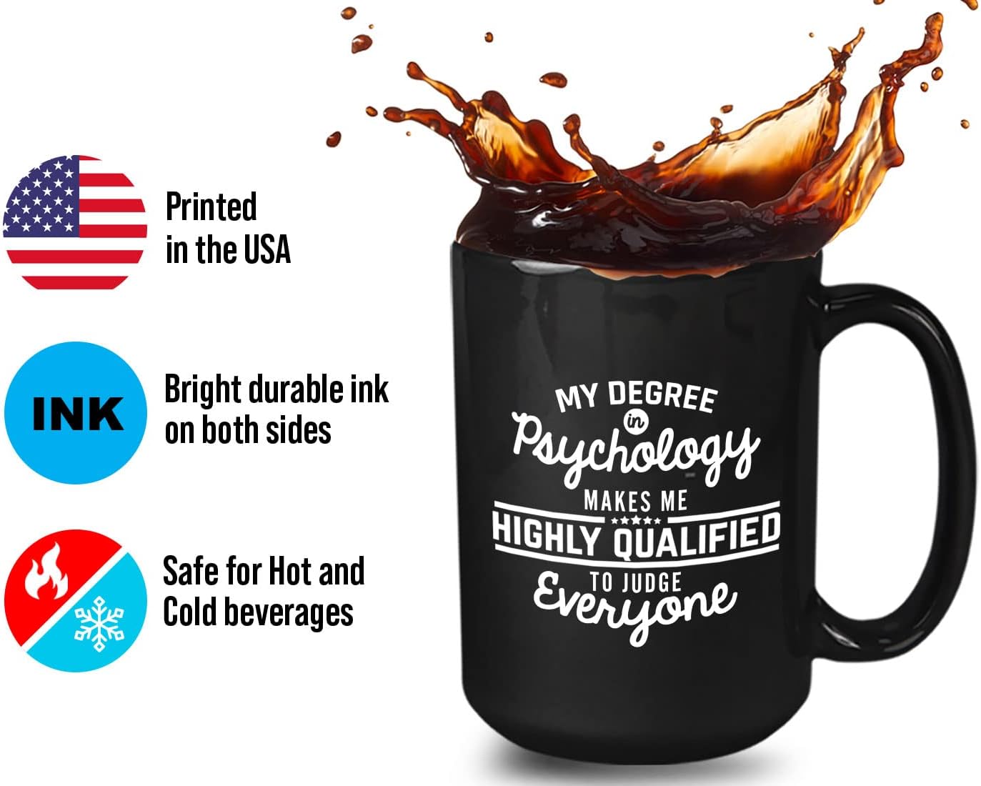 Bubble Hugs Psychology Coffee Mug 15oz Black - Funny Psychology for School Psychologist Psychiatrist