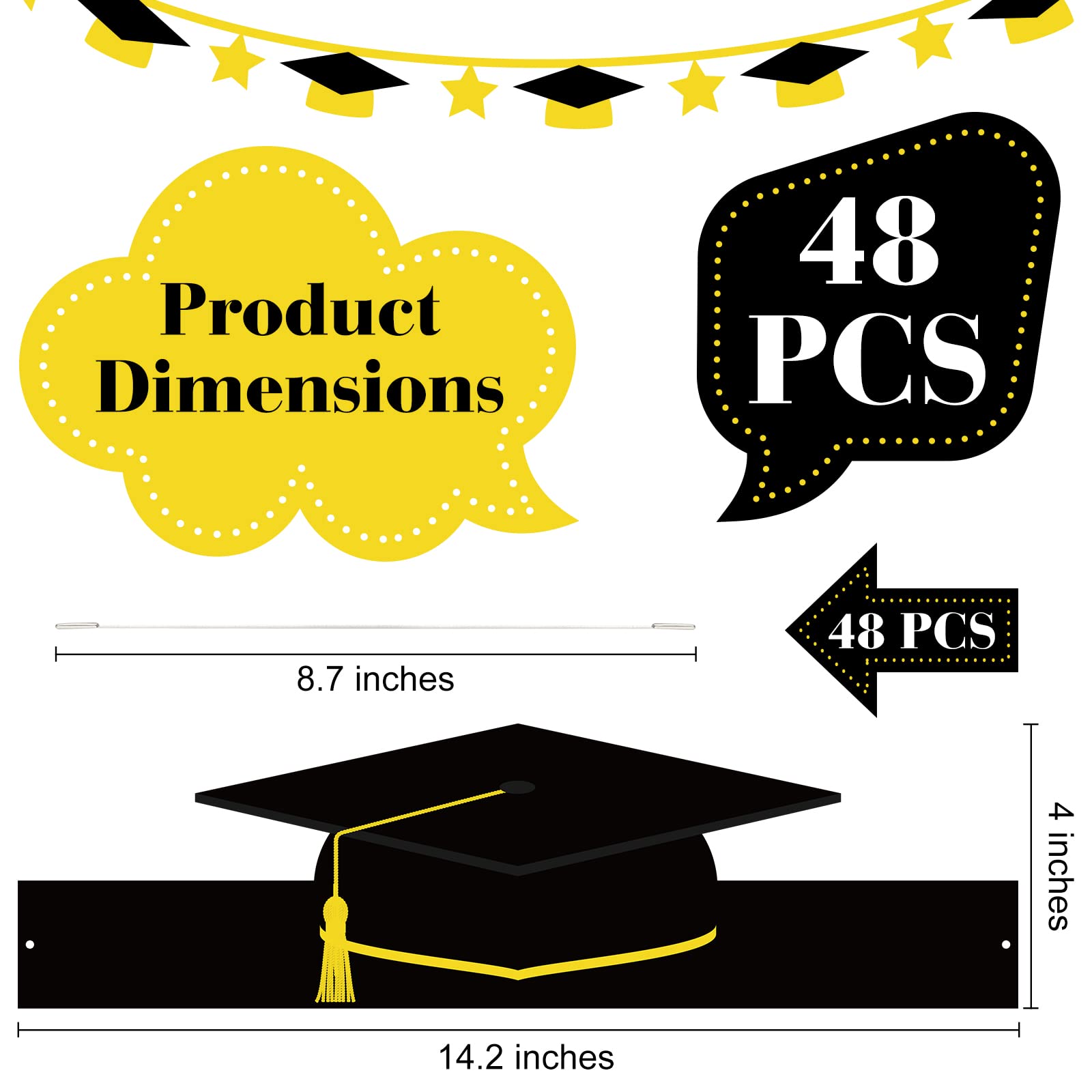 Mototo 48 Pieces Paper Graduation Crowns Adjustable Graduation Paper Cap Black Paper Graduation Hats Graduation Cap Headband for Student Grad Ceremony Graduation Party Favors (Classic)