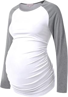 Maternity Shirt Long Sleeve Basic Top Ruch Sides Bodycon Tshirt for Pregnant Women