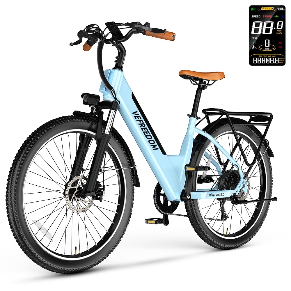 Electric Bike for Adults-Blue, 26 inch