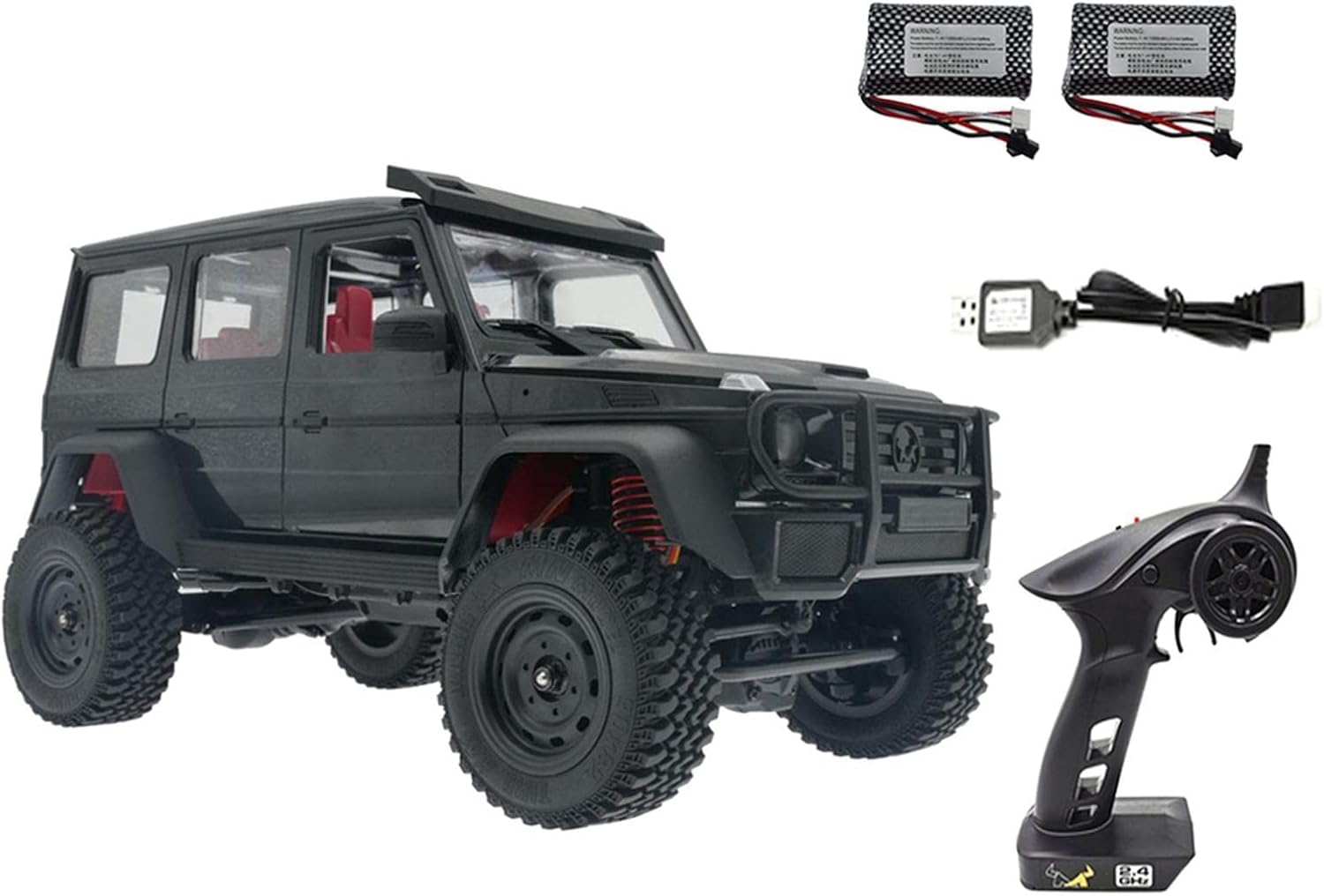 MN86 1/12 Scale 2.4G Car Crawler Truck with 2 Batteries, Black