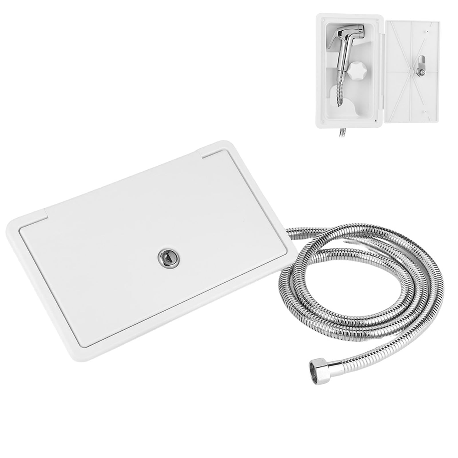 Ducha Exterior para RV, Caja De Ducha Exterior para RV, Interruptor De Frío Y Caliente con Kit De 2 Llaves, para Caravana, Autocaravana, Barco Marino