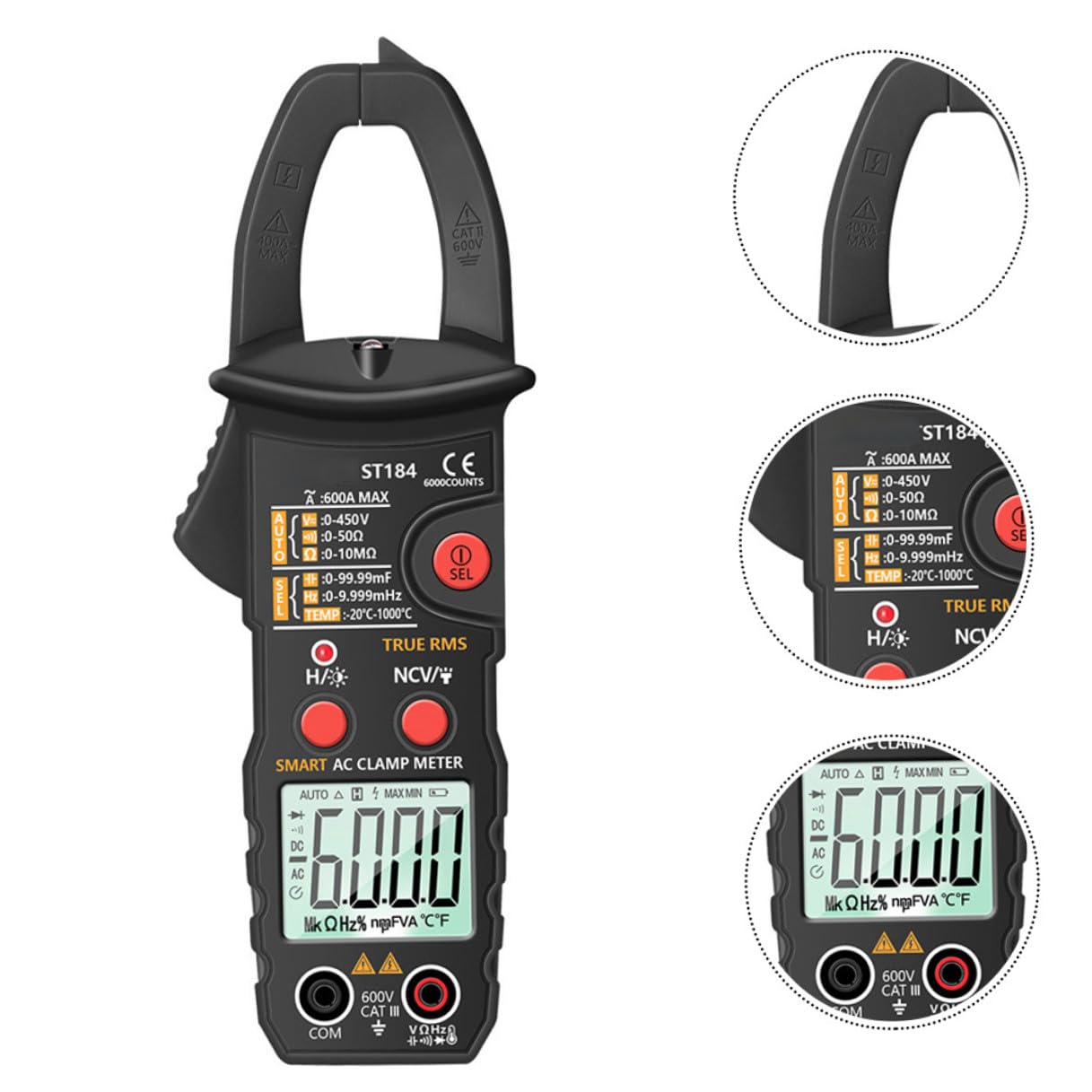 Digital Clamp Meter Multi-Function Voltage Tester Electrical Ammeter Tool with Plastic Housing for Ac/dc Current Measurement