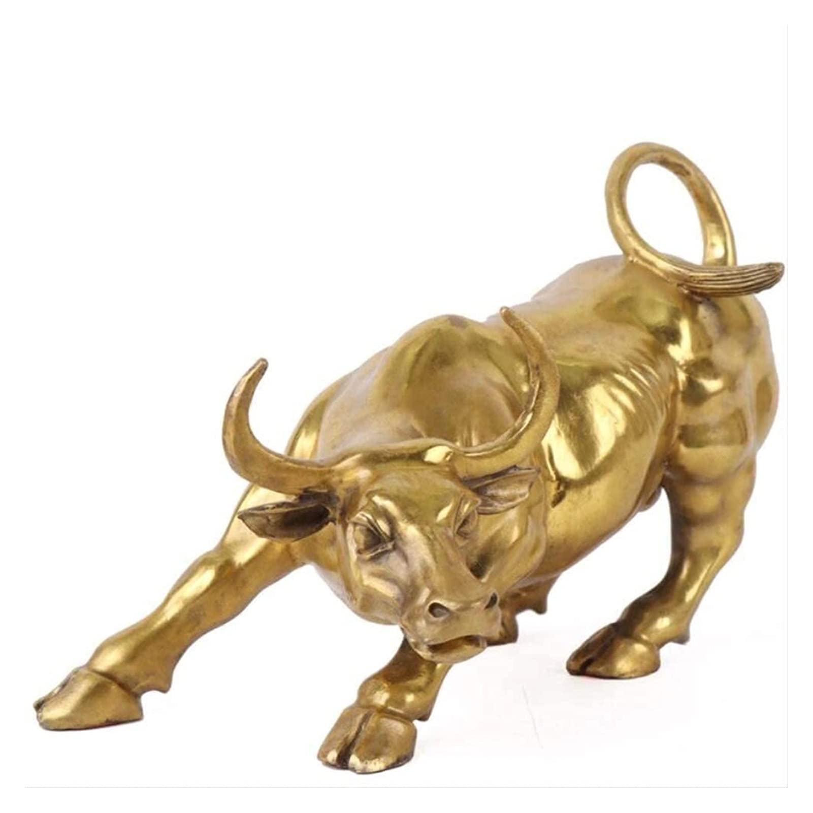 Rzeźba na biurko Byk Statua Rzeźba Złota Ściana Street Bull Statuetka Dom Biuro Dekoracje Akcesoria Prezent Akcesoria Domowe 18x11x12cm