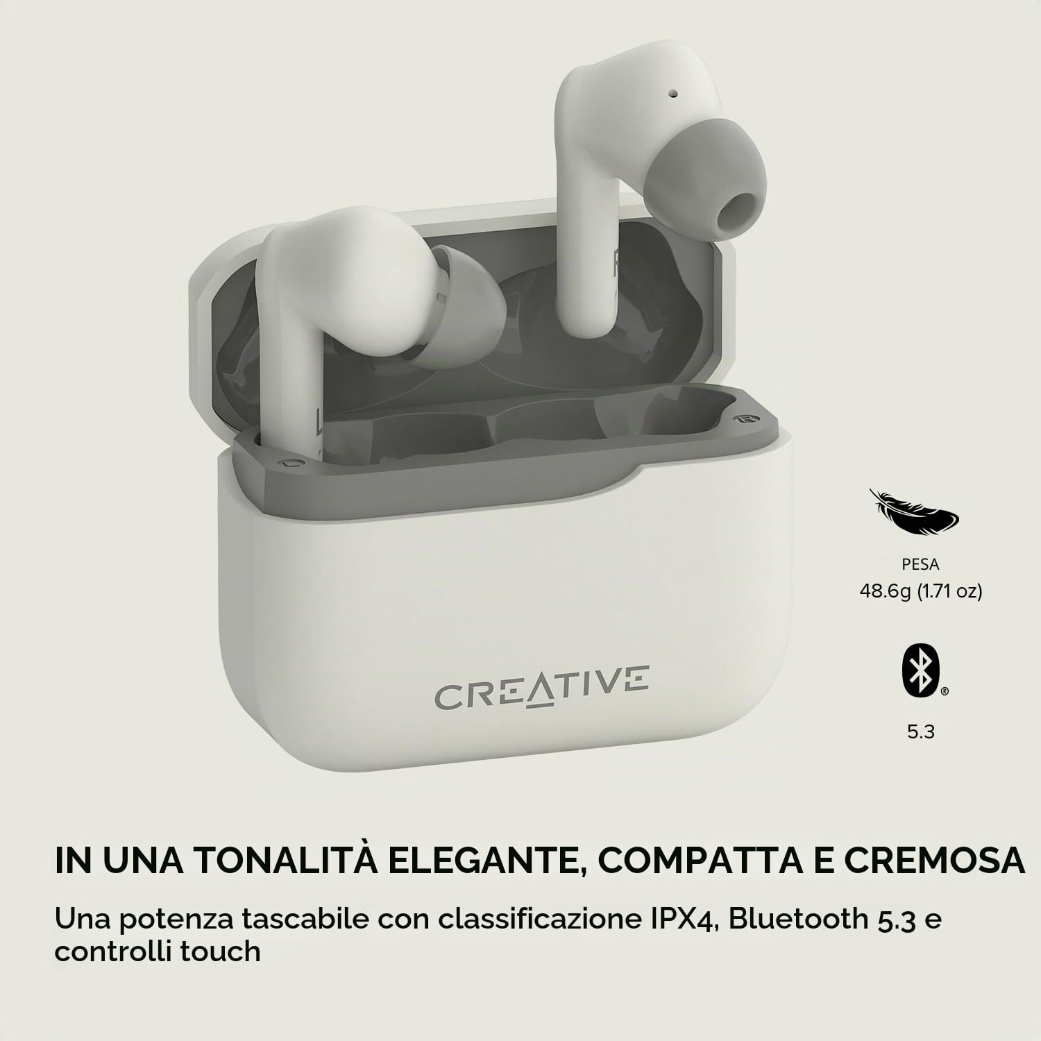 CREATIVE Zen Air Plus Auricolari True Wireless leggeri con Bluetooth LE Audio, Cancellazione Attiva Ibrida del Rumore, Modalità Ambiente, fino a 32 ore di riproduzione totale, 6 microfoni (Blu Scuro)