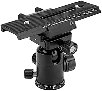 Vista 3 de Deslizador de riel de enfoque macro de 2 vías, disparo de primer plano, montaje de liberación rápida de tornillo con placa de soporte de flash