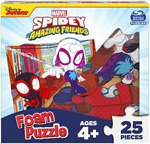 Marvel, 25-Piece Jigsaw Foam Squishy Puzzle Go Spidey! Disney Junior Spidey and his Amazing Friends Show, for Kids Ages 4 and up