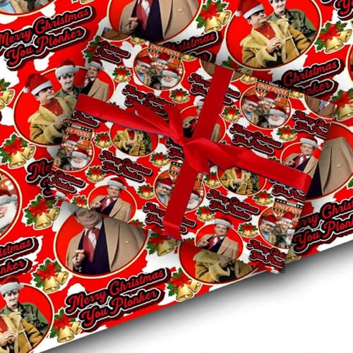 FUNNY Christmas Wrapping Paper, Gift Wrap with Bells and Holly Design