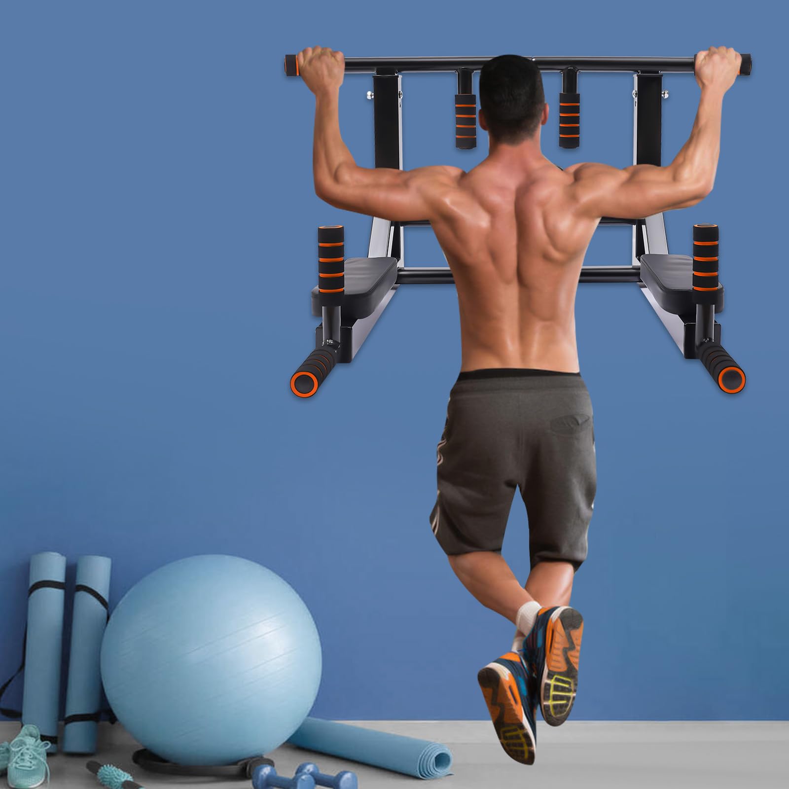 Multifunctional Wall Mounted Pull Up Bar - Barra per trazioni, max. 200 kg, per allenamento in casa, palestra, allenamento