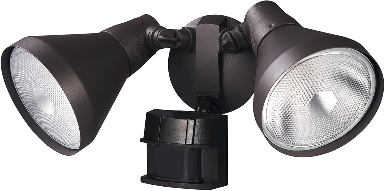 Diagram showing features of the flood light including sensor controls