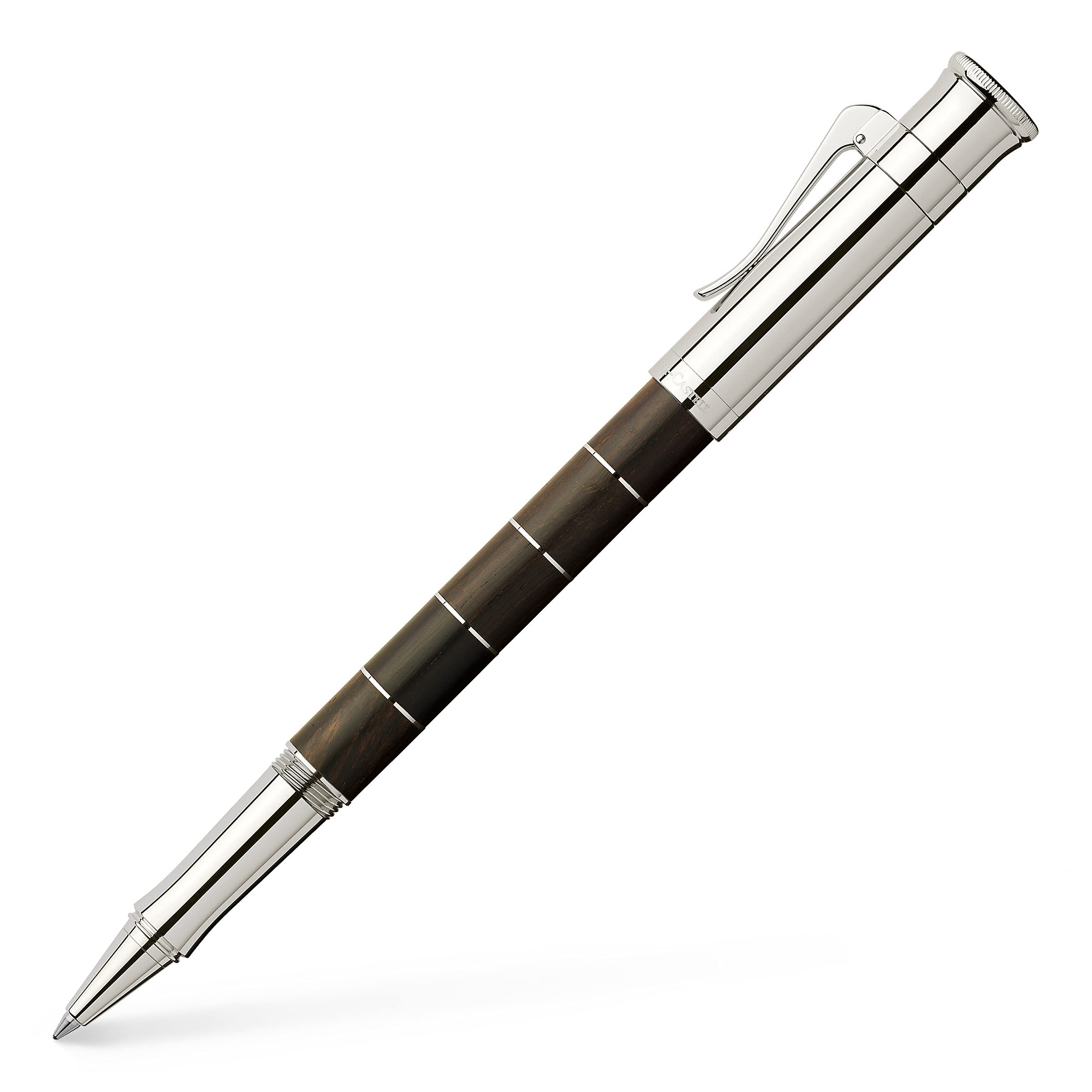 Graf von Faber-Castell Anello Grenadilla Roller Kalem, Platin Kaplama, Dayanıklı Ahşap Gövde, Şık ve Prestijli Tasarım