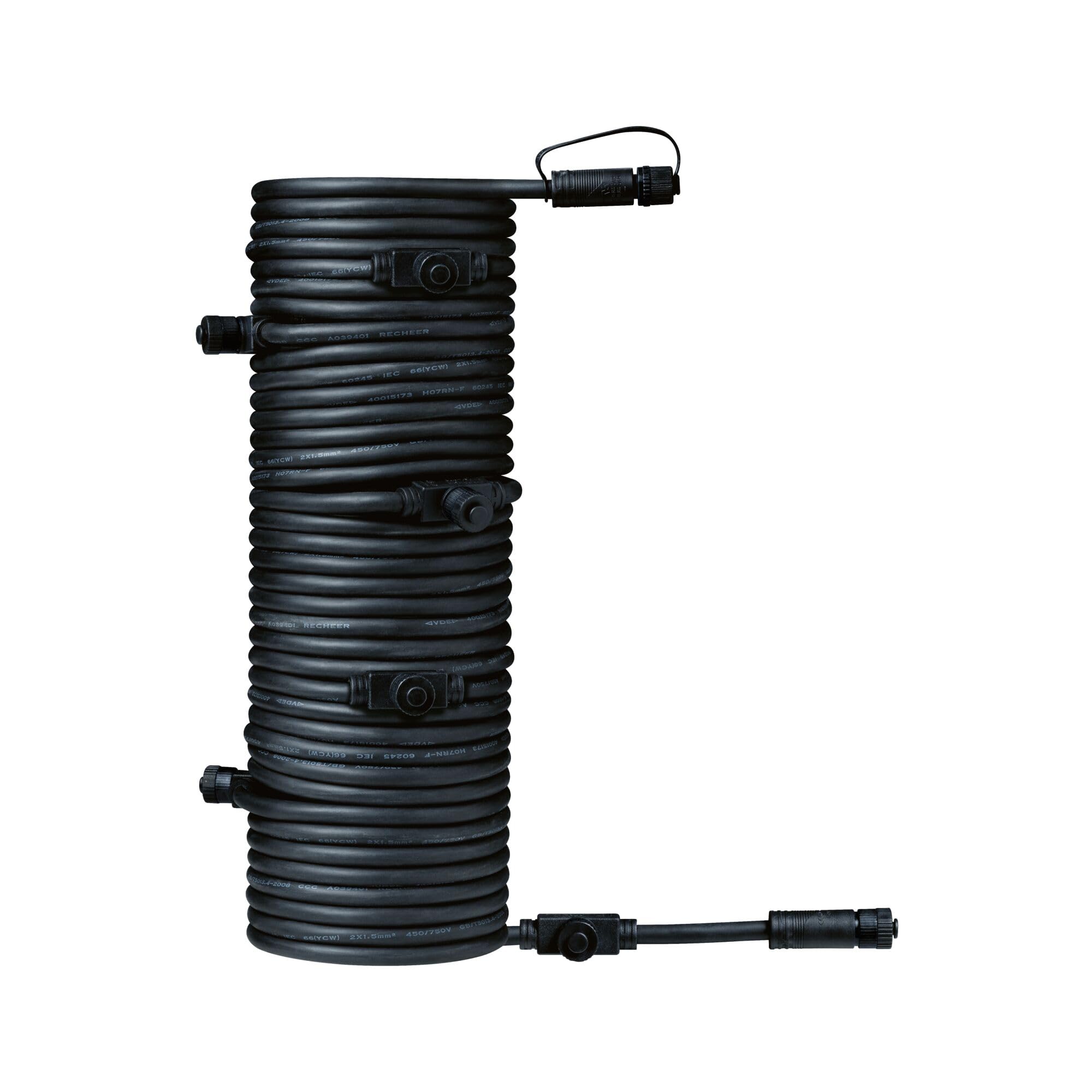 Paulmann 93931 Outdoor Plug&Shine Câble 15m 1 in-7 out, IP68, 2x1,5qmm H07RN-F, Noir