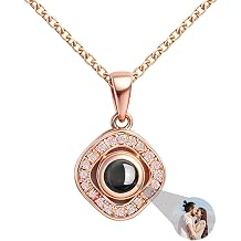 Personalized Photo Projection Necklace for Women- Custom Picture Round Pendant- Birthday, Anniversary, Memorial Gift for Girlfriend, Wife, Mother, Daughter