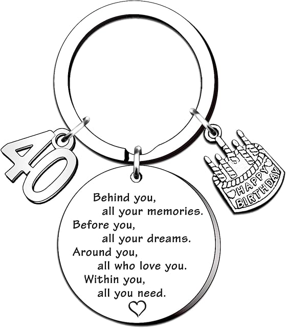 TTOVEN 40th Birthday Gifts Birthday Keyring for Women Men Gifts Inspirational Keyring Gifts for Mum Dad Sister Brother Nephew Niece Best Friend Christmas Gifts-Behind You All Your Memories(40th)