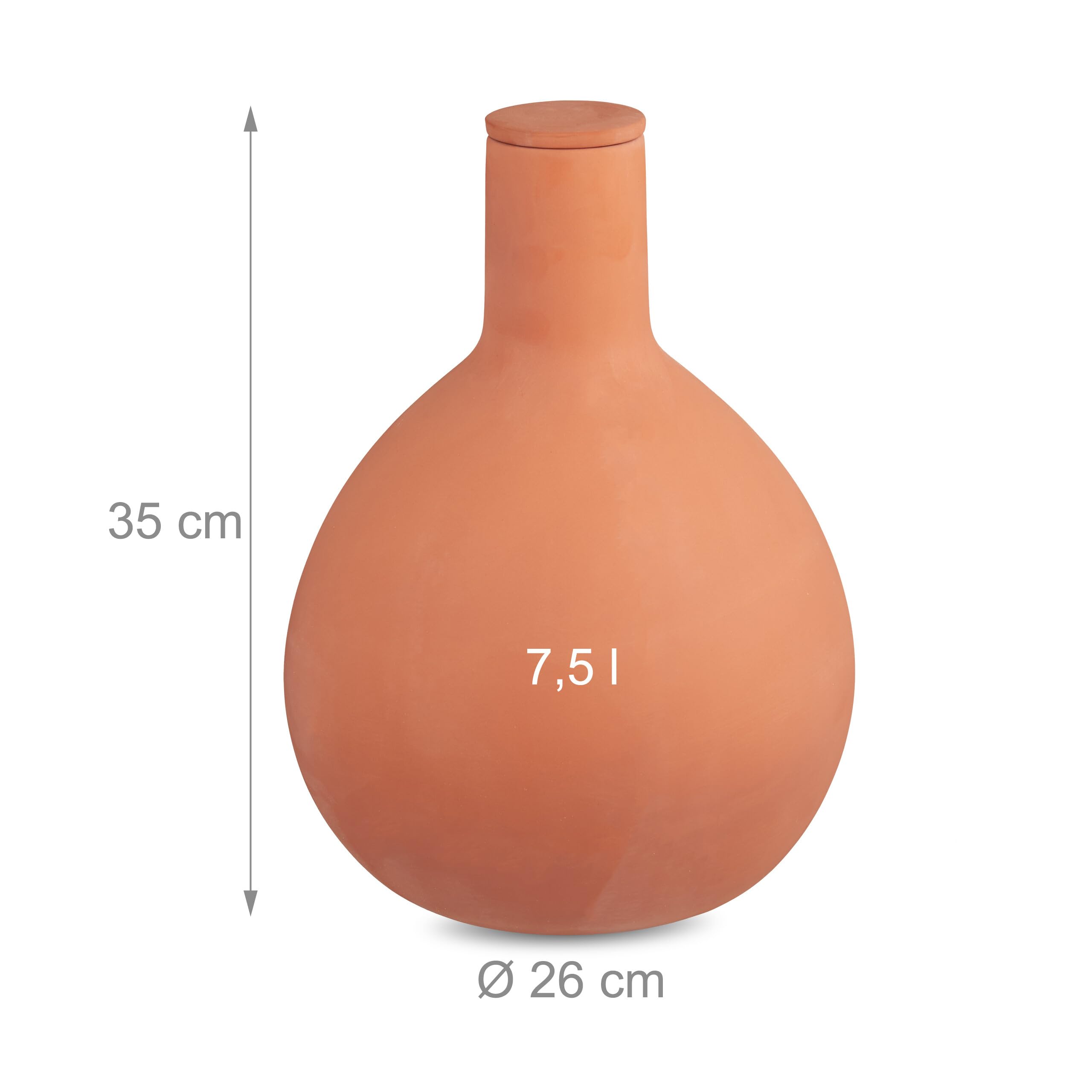 Relaxdays Olla d'arrosage, 7,5 l, céramique, Potager surélevé & Serre, Moins de Perte d'eau, Pot Terre Cuite, Terracotta