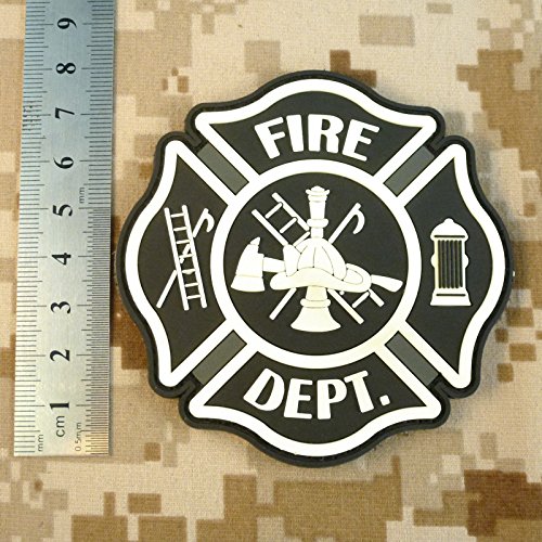 Fire Fighter Dept EMS EMT Rescue Firemen Engine Morale Gear PVC Touch Fastener Patch (Black and White Glow Dark)