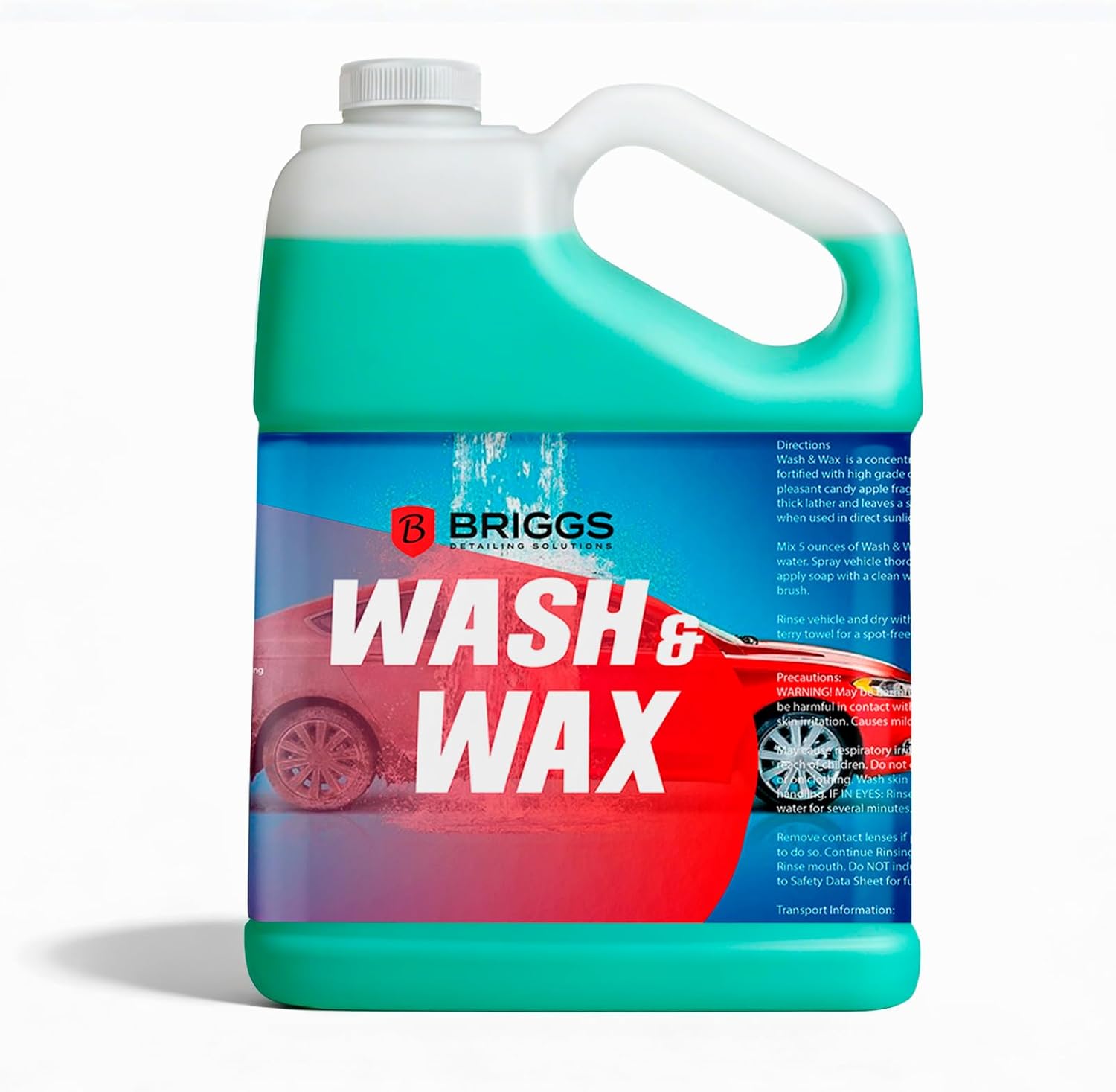 Briggs Wash & Wax Car Wash Soap – pH Balanced Car Shampoo with Carnauba Wax, High Suds, Easy Rinse, Scratch-Free Wash & Shine – 128oz