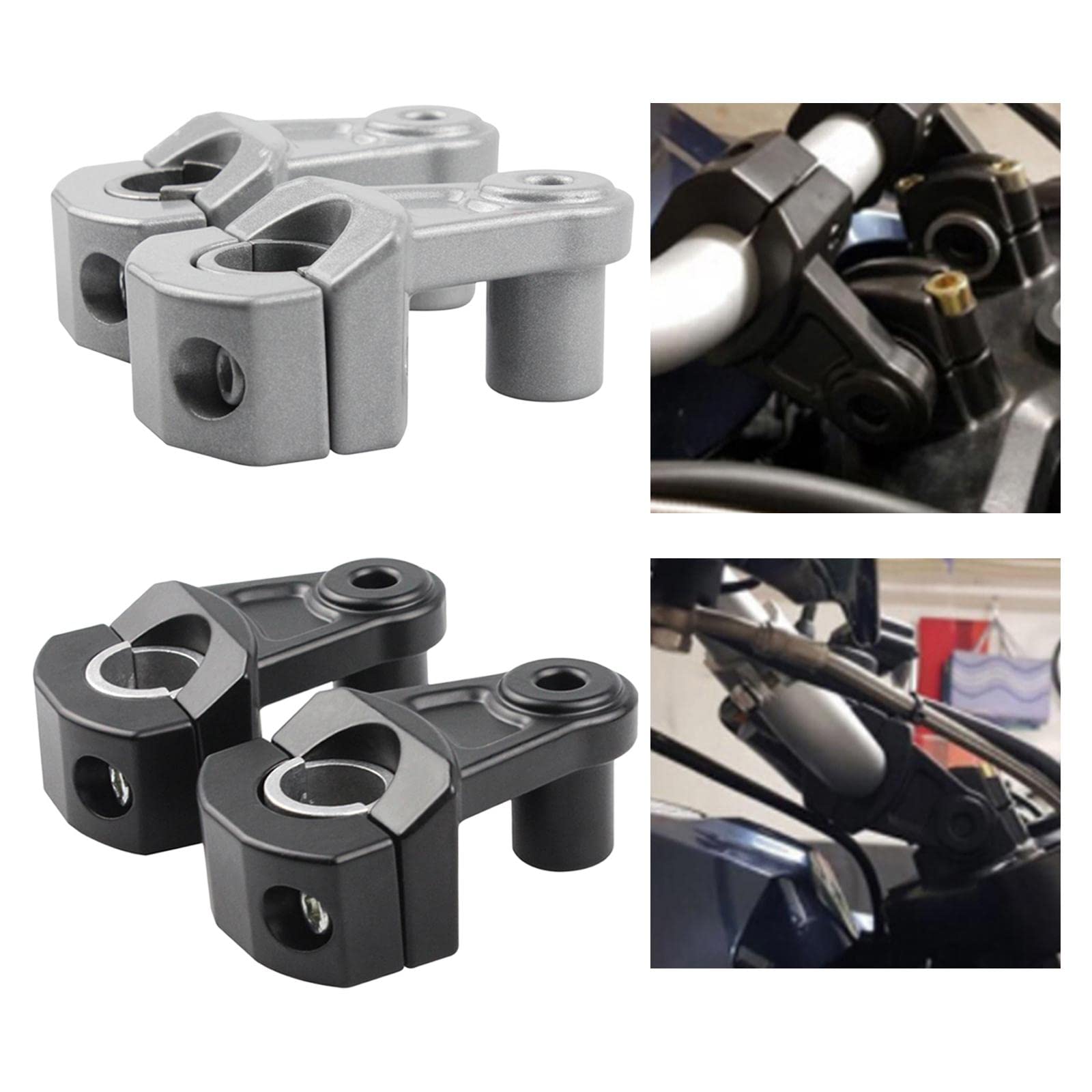 22mm 28mm Zestaw Adapterów Do Montażu Na Kierownicy Motocykla Extender Riding Zacisk Wspornika Kierownicy Riser zacisk Adapter(Silver)