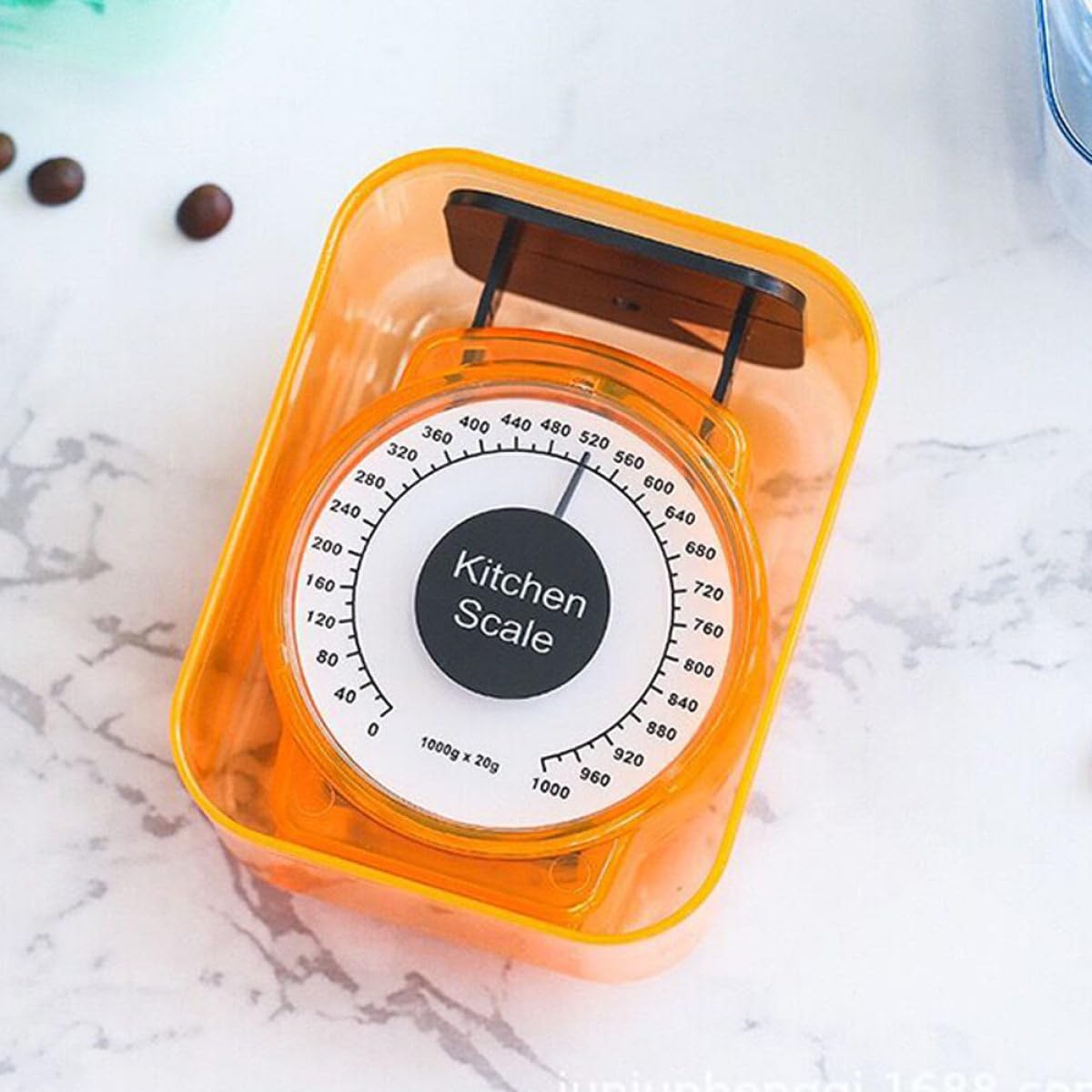 Bilancia da Cucina Meccanica per Alimenti Fino a 1kg in Plastica Arancia, Strumento di Pesatura Facile da Trasportare per Uso in Cucina e Cottura Colore Casuale