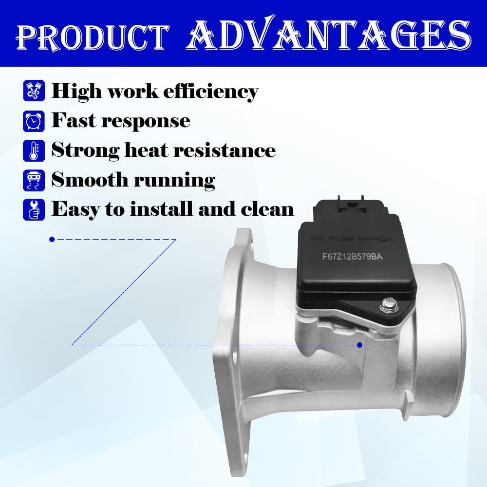 Mass Air Flow Sensor Meter Assembly (Fit 4 Pins, 4/6 Cyl, 1.9/2.0/2.3/2.5/3.0L) Fits for Ford: Ranger/Escort/Windstar 95-02, Fit for Mazda: B2500/B3000/626, Fit for Mercury: Sable/Tracer 96-99