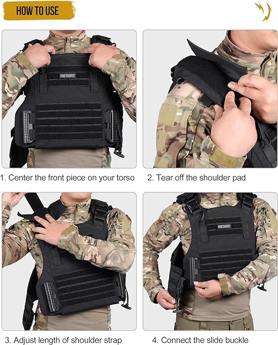 Image of OneTigris FYR Tactical Vest, Quick Release Vest Adult Adjustable MOLLE Vest with 32-45 inch Removable Cummerbund
