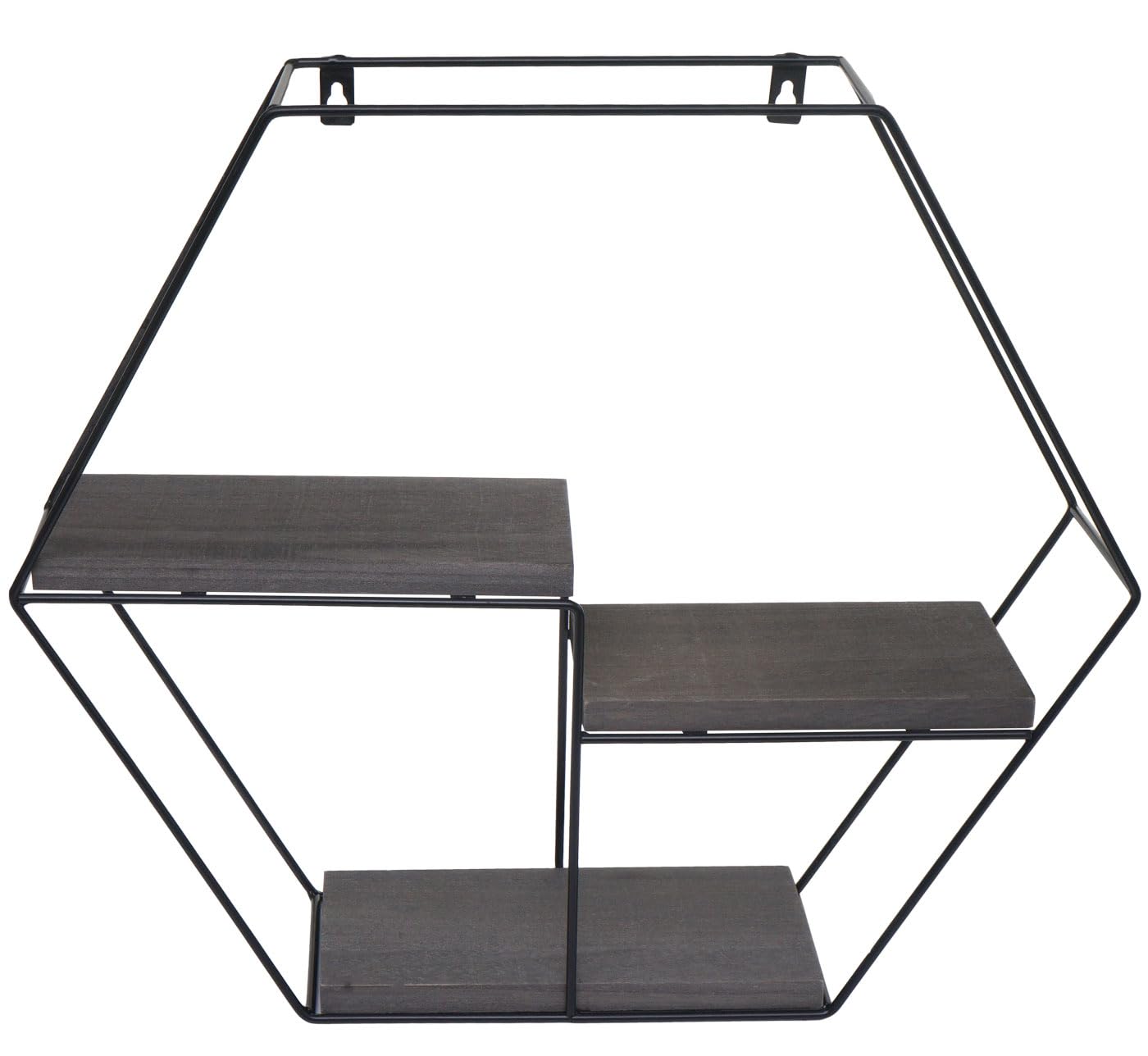 Mendler Regał ścienny HWC-K76, regał wiszący, 3 półki, metal, lite drewno, industrialny, 43 x 49 x 11 cm, ciemnoszary