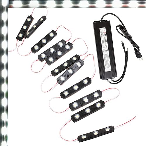 Miniatura 2 de Módulo de inyección 5630 blanco puro para ventana de escaparate, carcasa negra, superbrillante, con paquete de alimentación de CA UL 12 V (100 pies)