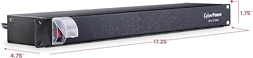 Miniatura 6 de Montaje del rack PDU Cyberpower Cps-1220 Rms, conector múltiple, 12 salida 20 A, 2400 VA, 1800 julios 15 A Negro