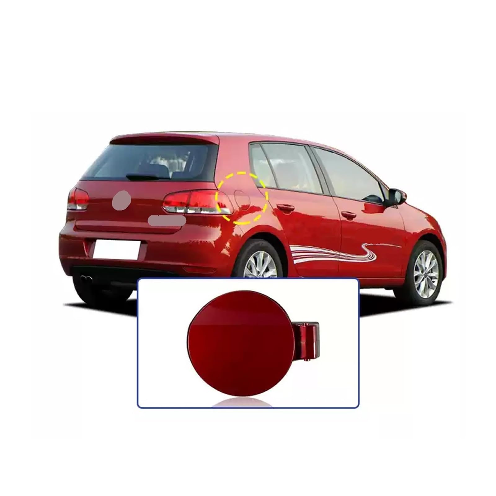 Fuel Gas Tank Filler Door Lid Cover Flap Cap Compatible For VW Golf MK6 GTI 2009 2010 2011 2012 2013 5K6809857C GRU Unprimed Black Red(Red)